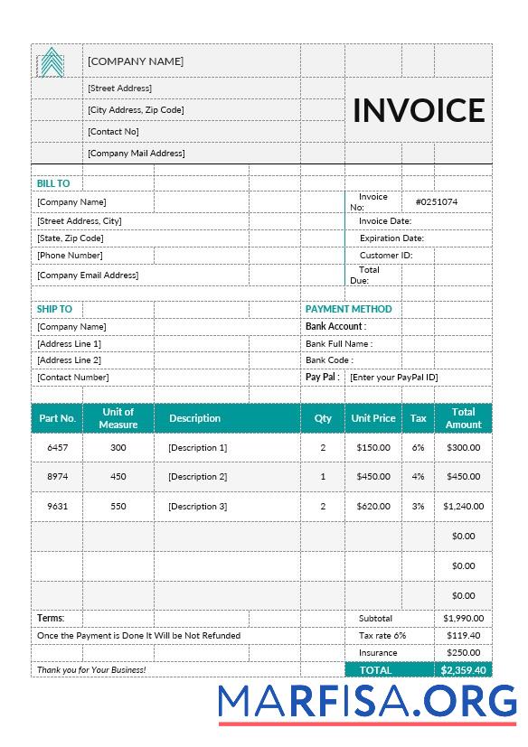Realistic Basic Proforma Invoice Template
